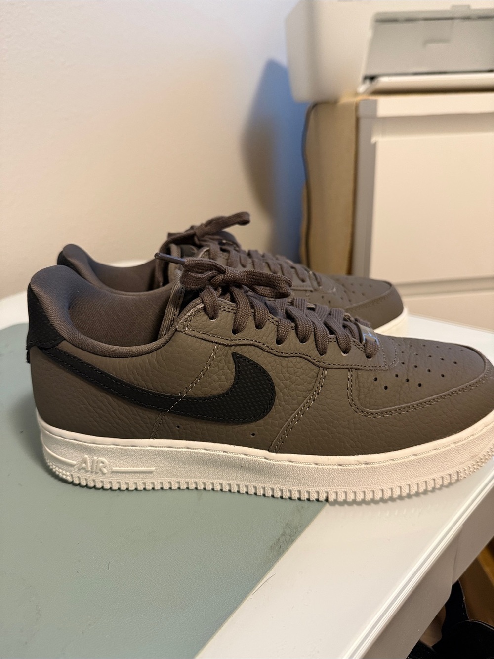 Nike AirForce 1 ‘07 Craft Low Top Sneakers in Ridgerock with Black Swoosh